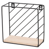 DOCHTMANN Nástěnná police čtverec 19 x 19 x 9cm, kov, dřevo, černá