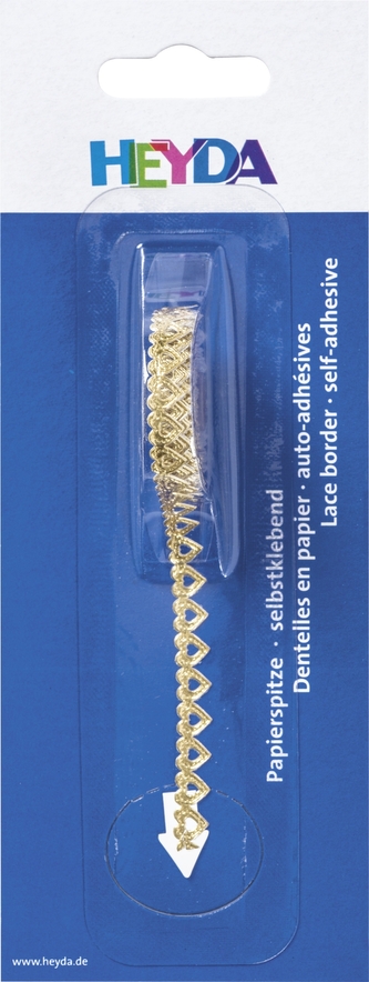 Zlatá papírová samolepicí krajka srdíčka: délka 2m, šírě 8 mm