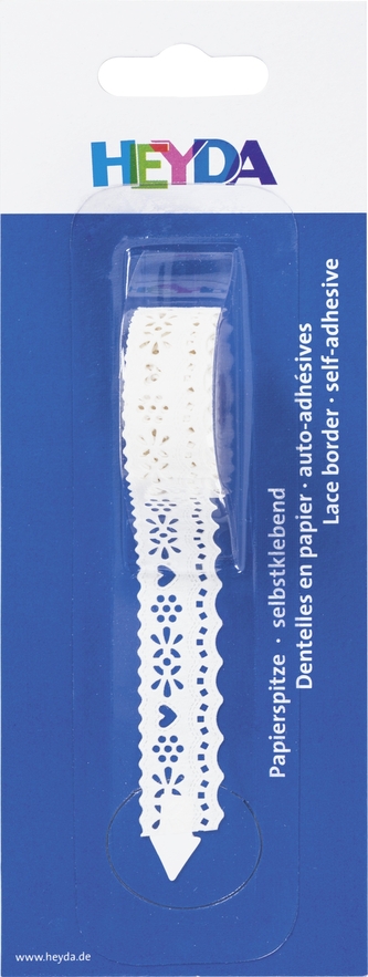 Bílá papírová samolepicí krajka vlnky: dělka 2m, šíře 17mm