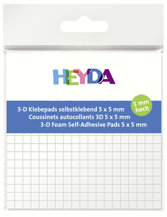 Oboustraně lepicí vycpávka pro techniku 3-D efektů, rozměr 5x5mm, výška 1mm, 361ks.