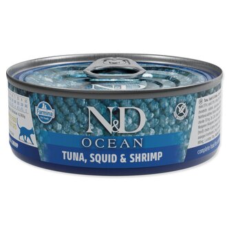 Konzerva N&D Cat Ocean Tuna, Squid & Shrimp 70g