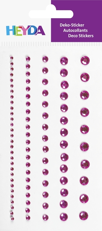 Dekorační kamínek štrasový samolepicí 95ks - pink,  5 velikostí, průměr 2mm až 6 mm
