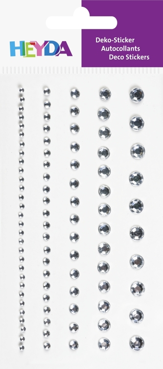 Dekorační kamínek štrasový samolepicí 95ks - kristal,  5 velikostí, průměr 2mm až 6 mm