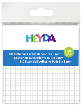 Oboustraně lepicí vycpávka pro techniku 3-D efektů, rozměr 3x3mm, výška 2mm, 961ks.