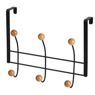 DOCHTMANN Věšák na dveře 6 háčků 28 x 4,5 x 21,5cm, černý