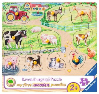 RAVENSBURGER Dřevěná vkládačka Ráno na farmě