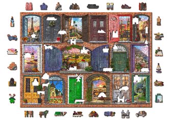 WOODEN CITY Dřevěné puzzle Otevřené a zavřené dveře 2v1, 1010 dílků EKO