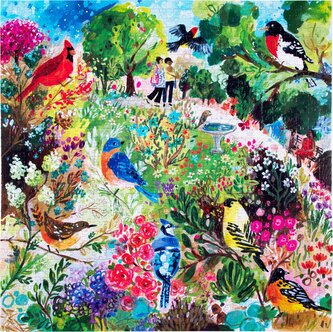 EEBOO Čtvercové puzzle Ptáci v parku 1000 dílků