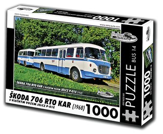RETRO-AUTA Puzzle BUS č.14 Škoda 706 RTO KAR (1968) 1000 dílků