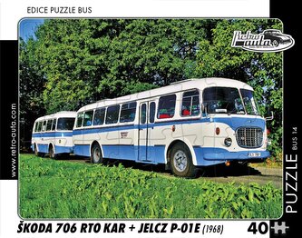 RETRO-AUTA Puzzle BUS č.14 Škoda 706 RTO KAR + JELCZ P-01E (1968) 40 dílků