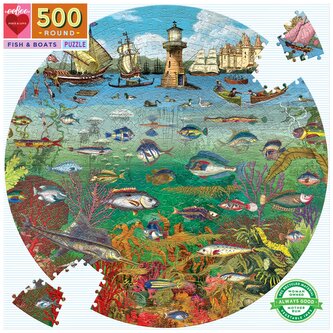 EEBOO Kulaté puzzle Rybky a lodě 500 dílků