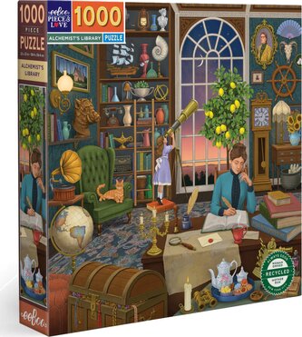 EEBOO Čtvercové puzzle Knihovna alchymisty 1000 dílků