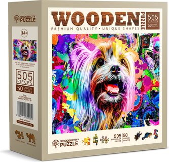 WOODEN CITY Dřevěné puzzle Pop Art Jorkšírský teriér 505 dílků