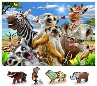 WOODEN CITY Dřevěné puzzle Vítejte v Africe 2v1, 75 dílků EKO