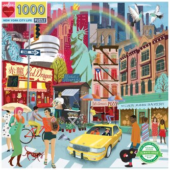 EEBOO Čtvercové puzzle Život v New Yorku 1000 dílků