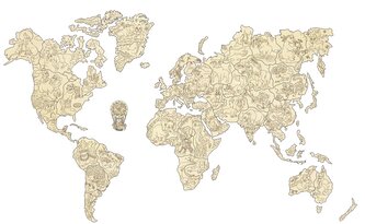 WOODEN CITY Dřevěná mapa se zvířátky velikost L (83x55cm)