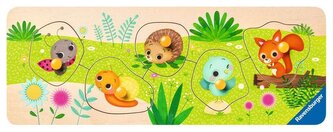 RAVENSBURGER Dřevěná vkládačka Mláďátka na zahradě 5 dílků