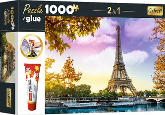 TREFL Sada 2v1 puzzle Paříž, Francie 1000 dílků s lepidlem