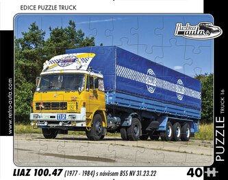 RETRO-AUTA Puzzle TRUCK č.16 Liaz 100.47 s návěsem BSS NV 31.23.22 (1977-1984) 40 dílků