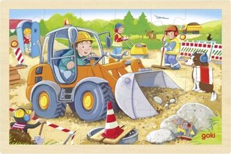 GOKI Dřevěné puzzle Staveniště 24 dílků