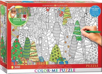EUROGRAPHICS Color me puzzle Vánoční stromky 300 dílků + sada na zavěšení