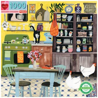 EEBOO Čtvercové puzzle Slepičky v kuchyni 1000 dílků