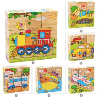 KIK Obrázkové kostky Vozidla, 9 kostek