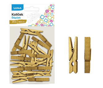 Kolíček 4,5cm zlatý, 25ks LUMA