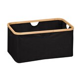 KESPER Úložný box bez víka černý, polyester, bambus 54 x 26 x 37 cm