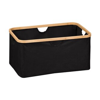 KESPER Úložný box bez víka černý, polyester, bambus 54 x 26 x 37 cm