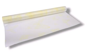 Floristická fólie průsvitná design motýlci světle krémová
