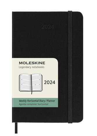 Moleskine Horizontální týdenní diář 2025 tvrdý černý S