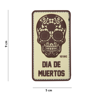 Gumová nášivka 101 Inc nápis Die de muertos - coyote