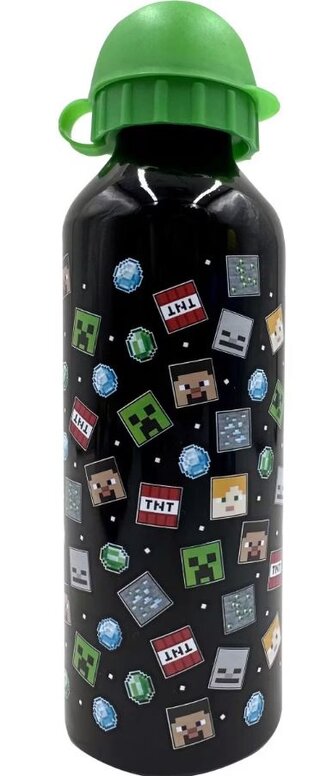 Hliníková láhev na pití Minecraft: Ikony - černá (objem 500 ml)