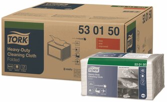 Utěrky čisticí skládané Tork Heavy-Duty, 45 ks, 38,5 x 32 cm, bílé, W8