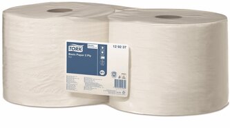 Utěrky papírové Tork Basic, 1500 útržků, 34 x 23,5 cn, 510 m, 2 vr., bílé, 2 ks, W1