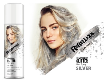 Dočasný třpytivý sprej na vlasy, 125 ml - Stříbrný "Silver Sparkle"