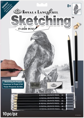 Malování SKICOVACÍMI TUŽKAMI-Jestřáb Červený