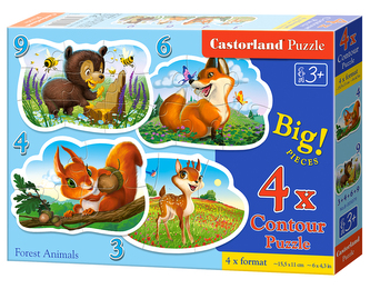 Puzzle Castorland 4v1 mini (3,4,6,9) Lesní zvířátka