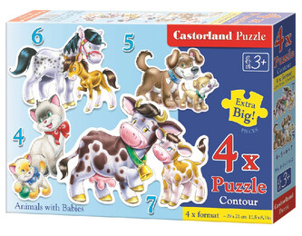 Puzzle Castorland 4v1 (4,5,6,7 dílků) Zvířátka a jejich mláďátka