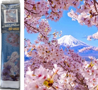 Diamantový obrázek - Třešňové květy a hora Fuji 30 x 40 cm