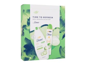 Dove Time To Refresh sprchový gel Refreshing 250 ml + tuhé mýdlo Refreshing Bar Soap 90 g + antiperspirant Advanced Care Go Fresh Cucumber & Green Tea Scent 150 ml