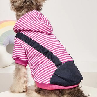 Pruhovaná zimní mikina pro psa M Modrá