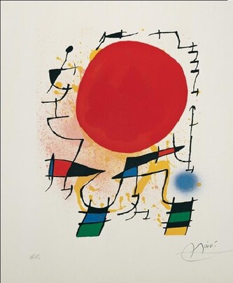 Umělecký tisk Rudé Slunce, Joan Miró, 60 × 80 cm