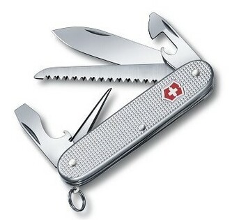 Victorinox 0.8241.26 Farmer Alox multifunkčný nôž 93 mm, vrúbkovaná rukoväť, strieborná, 9 funkcií