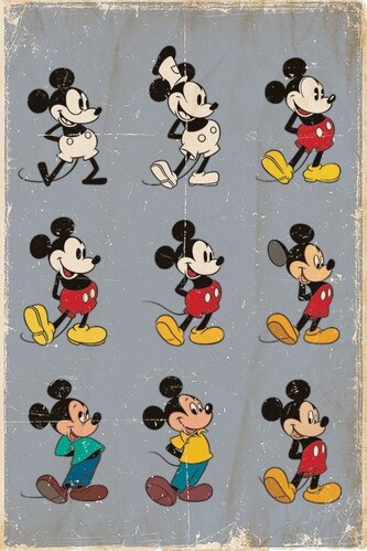 Plakát, Obraz - MICKEY MOUSE - MYŠÁK MICKEY - evolution, 61 × 91.5 cm