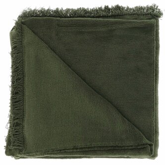 Hřejivá deka s třásněmi Nomi tmavě zelená