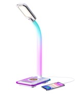 LED stolní lampička Immax GAMER RGB, QI nabíjení , USB výstup, bílá