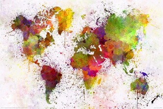 Plakát, Obraz - World Map - Watercolour, 120 × 80 cm