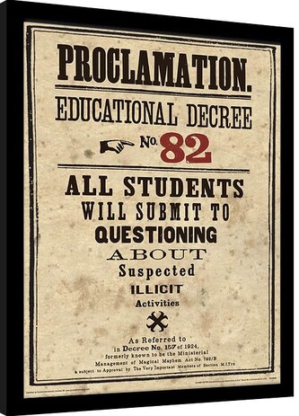 Obraz na zeď - Harry Potter - Educational Decree No. 82, 30 × 40 cm